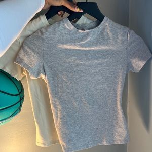 SKIMS cotton tshirt set- gray & bone